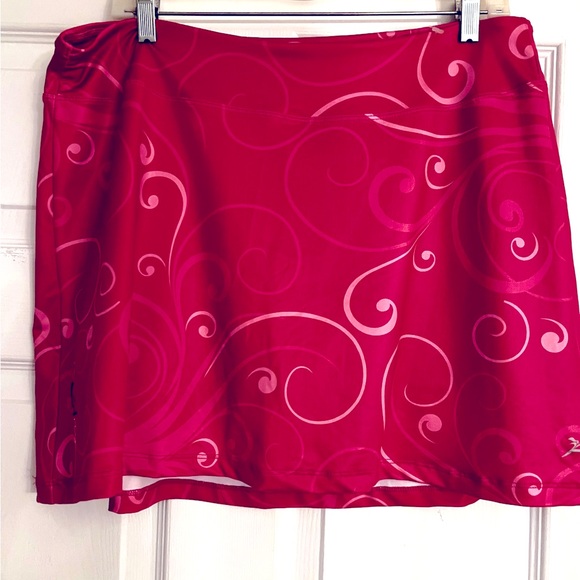 RunGirlRun women's pink/white Swirl print stretch fitness/workout skort Sz XL. - Picture 1 of 6